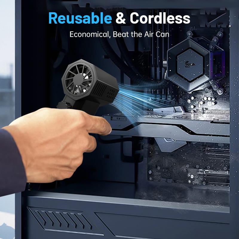 Powerful Turbo Fan, Mini Portable Jet Fan, Jet Fan 130,000 RPM High Speed Spinning, Type-C Rechargeable Clear Fan for Cars, Computers, Keyboards and Lenses